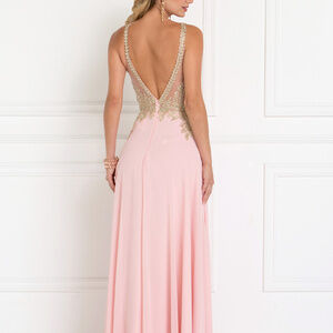 Long Open Back Prom Beaded Dress GL1526